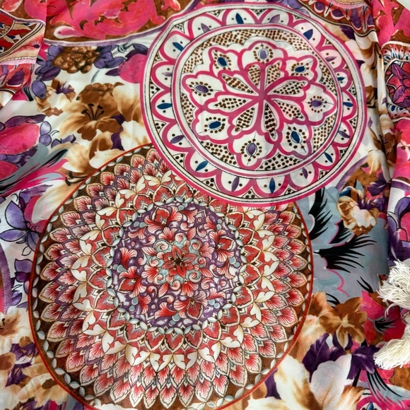 Umgee Kimono Medallion Floral Tassle Coverup Cardigan Colorful Women’s Size 1XL - Picture 4 of 13